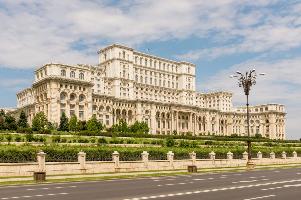 罗马尼亚布加勒斯特人民住宅或议会大楼的正面