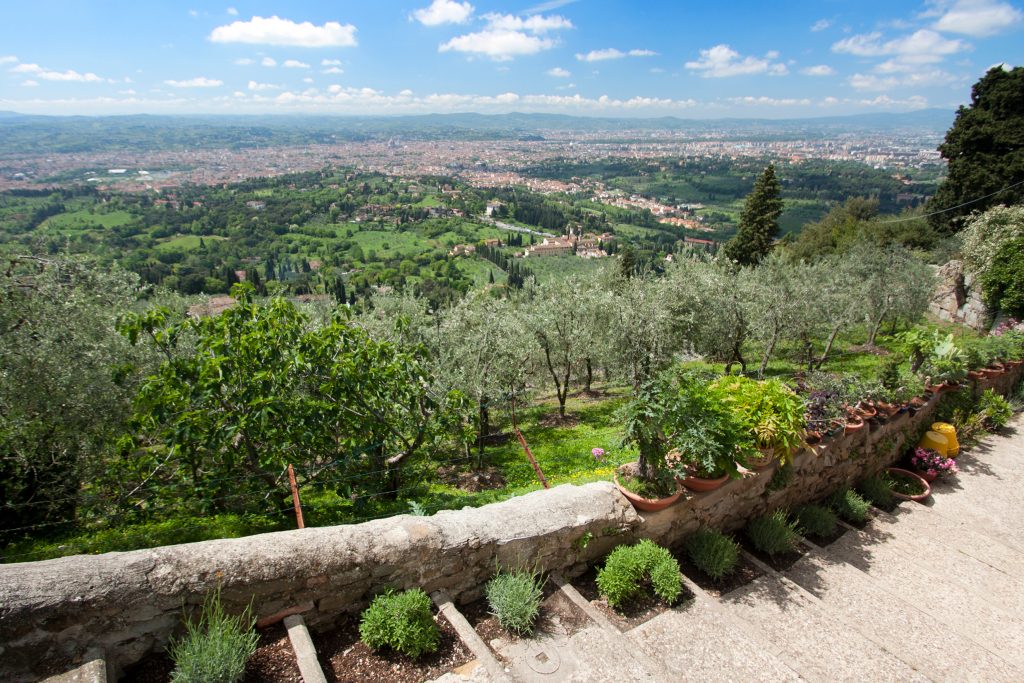 托斯卡纳风景的观点从火炉与佛罗伦萨的背景