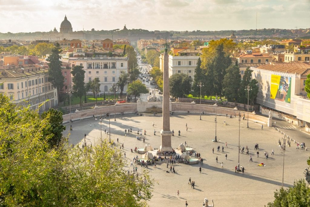 Piazza del Popolo as seen from Pinco Terrace, Most Instagrammable Places in Rome