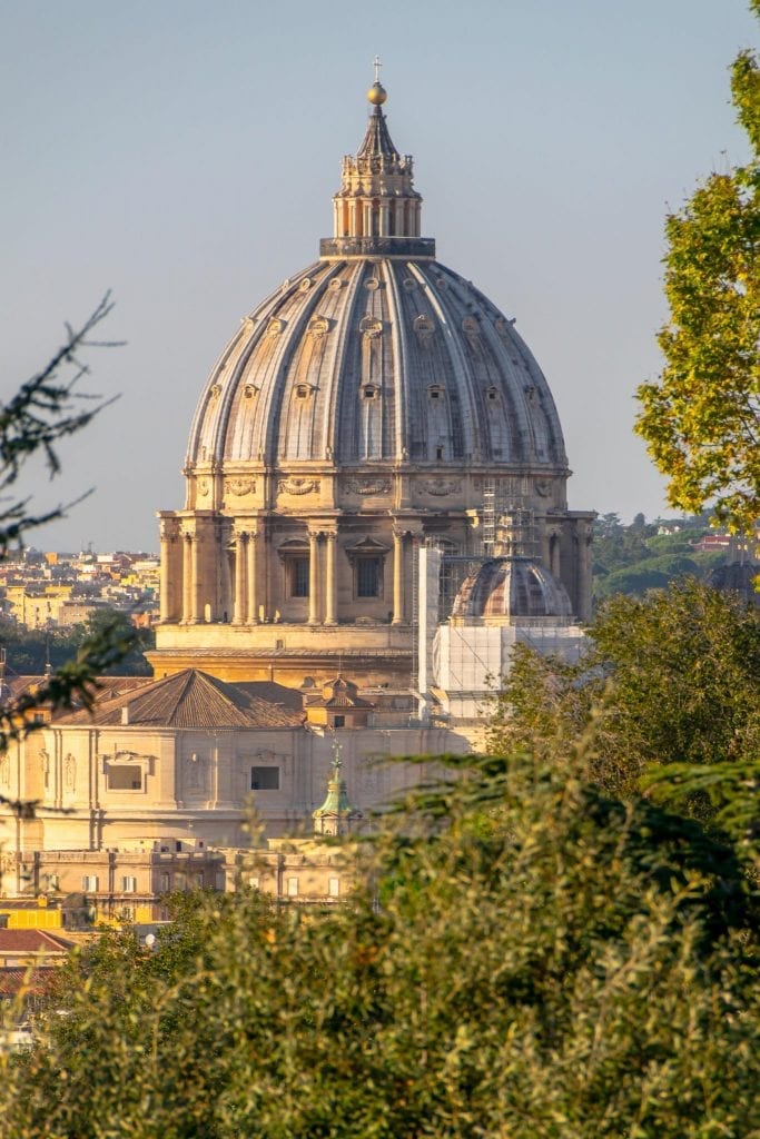 view of St. Peter's Basilica from janiculum terrace, a cool addition to a 4 days in rome itinerary