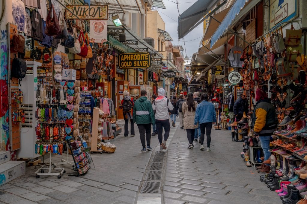 雅典繁忙的市场街，2天雅典行程