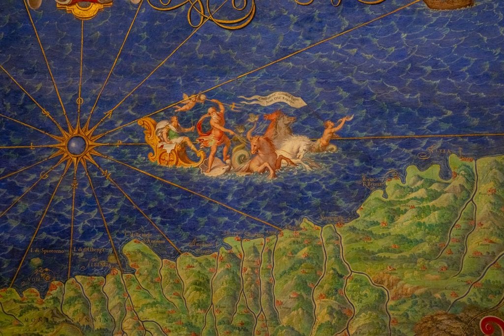 梵蒂冈博物馆地图上的一幅画的特写