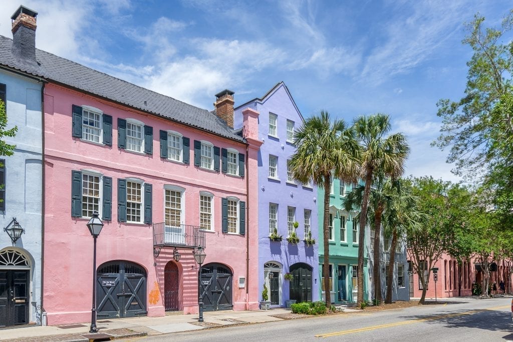 Photo of Rainbow Row in Charleston SC, a must see during a 3 day weekend in Charleston SC