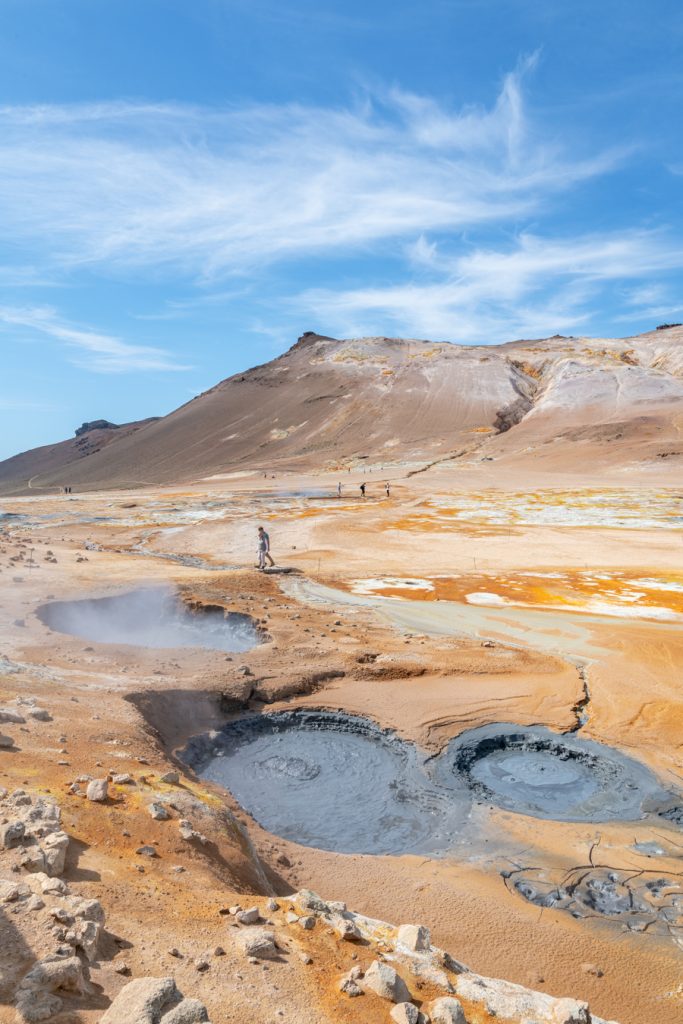 热泥浆池附近的湖米特范计划旅行冰岛