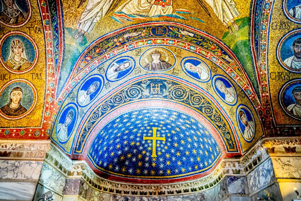 central mosaics of st andrews chapel, one of the unesco mosaics in ravenna italy