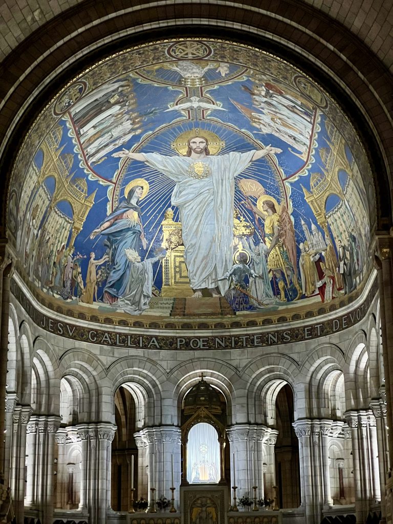 马赛克显示耶稣基督在巴黎蒙马特圣心basillicia后殿